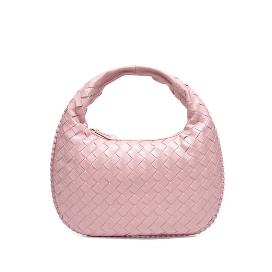 Woven PU Tote Handbag woven design daily PU material-pink
