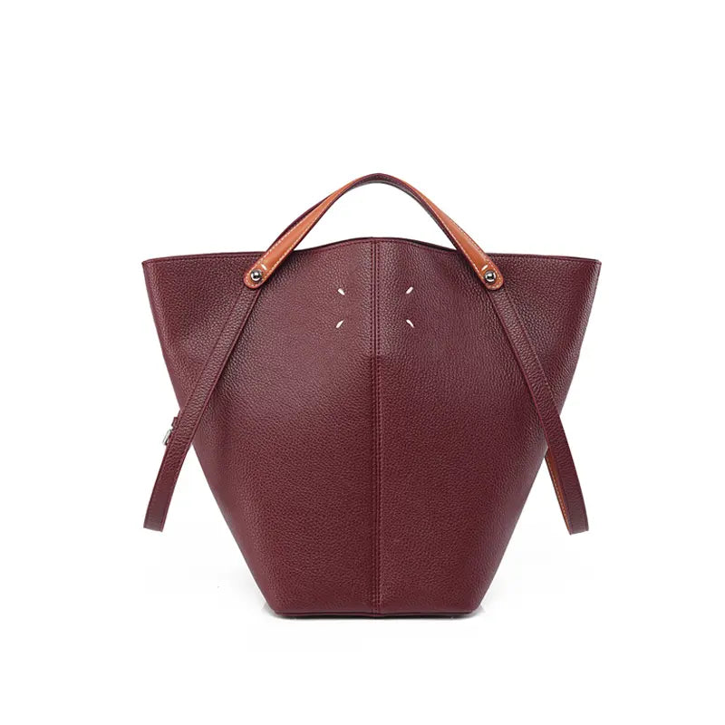 Vintage Large Capacity Commuter Bucket Bag Coffee view 3
