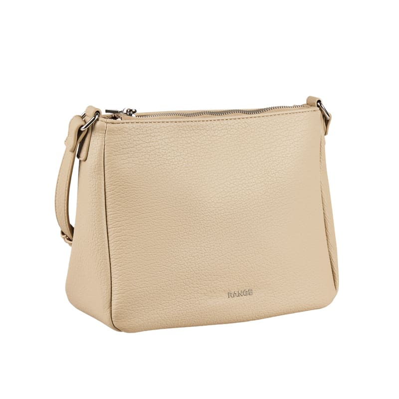 Chic white PU leather bag with three separate pockets, supporting customized design and branding for bulk manufacturing.