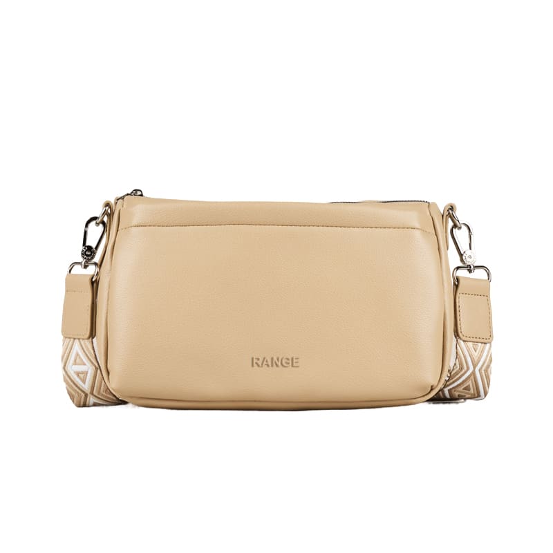 High-quality camel synthetic leather shoulder bag, perfect for OEM custom branding and ODM design projects.