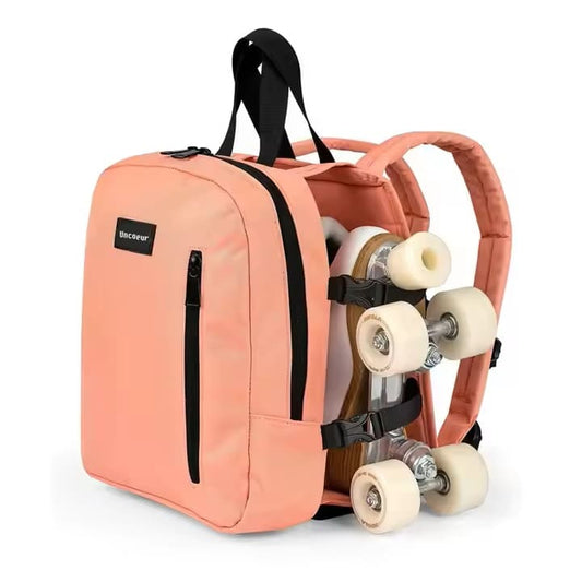 Customizable multi-compartment roller skate bag with reinforced stitching and adjustable shoulder straps, ideal for private label production.