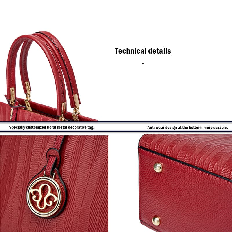 A Cowhide Leather Handbag Women Shoulder bag Elegance Crossbody Details