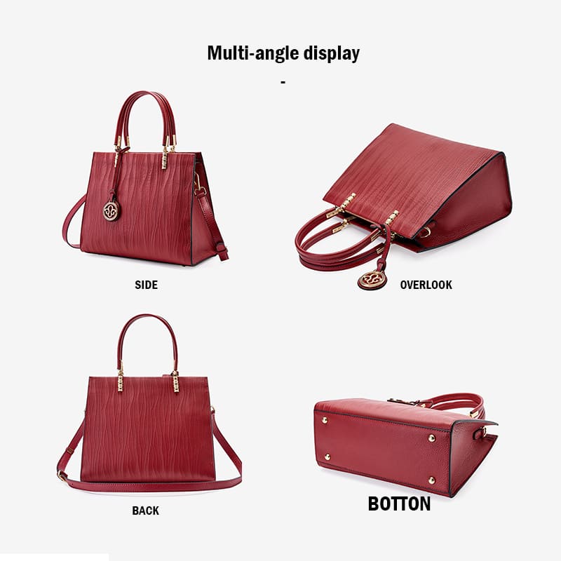 A Cowhide Leather Handbag Women Shoulder bag Elegance Crossbody Multi Angle Display