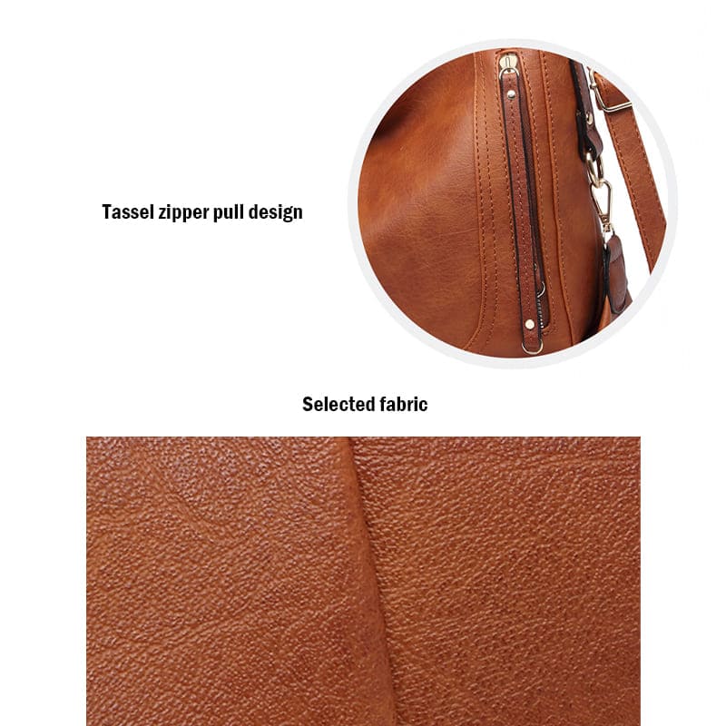 A brown Daily Handbags for Women Fashion PU Leather Tote Leisure Shoulder Bag Fabric