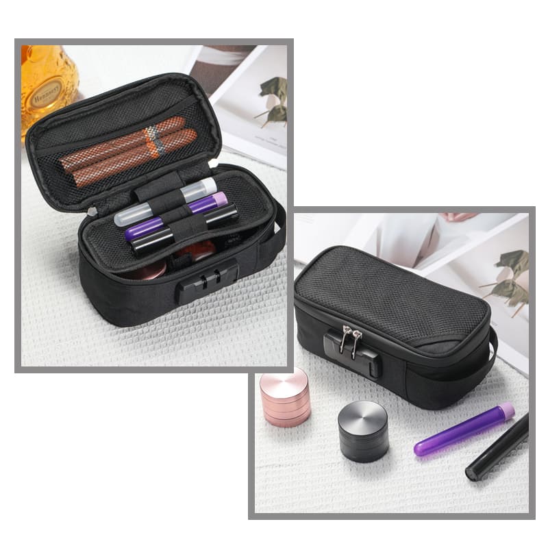 Smell Proof Carbon Stash Case open view for accessories and vape items