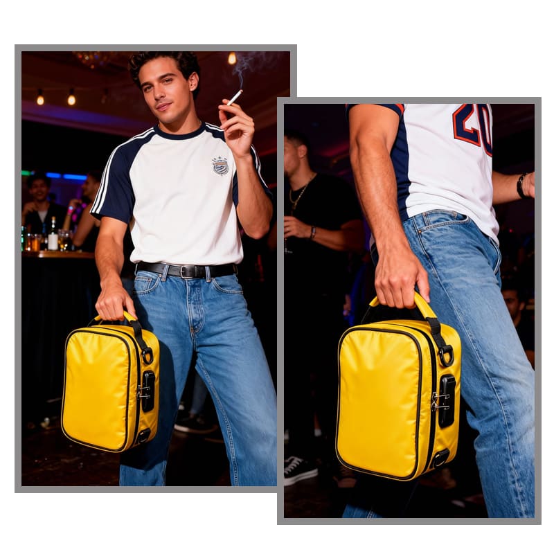 Smell proof bag with detachable shoulder strap nylon material