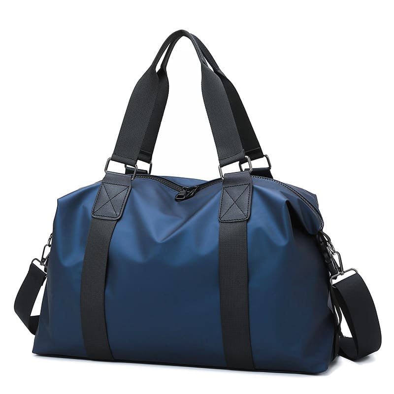Durable blue oxford fabric bag with reinforced stitching and adjustable shoulder strap, available for OEM and ODM customization.