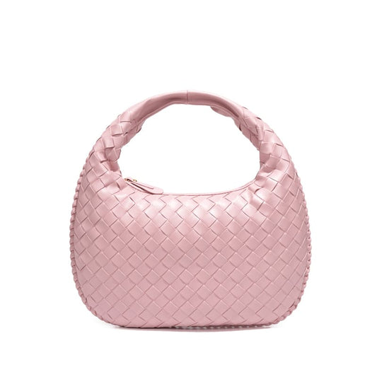 Woven PU Tote Handbag woven design daily PU material-pink