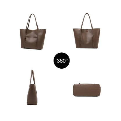 PU leather tote bag four color options khaki coffee black off-white