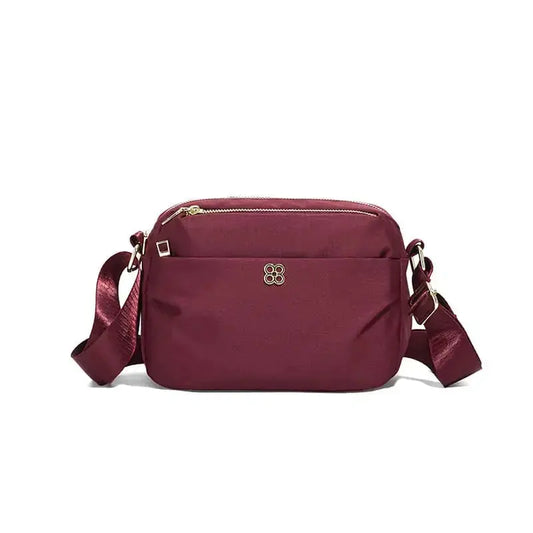 Nylon sling bag with multi pockets for daily use-wine red