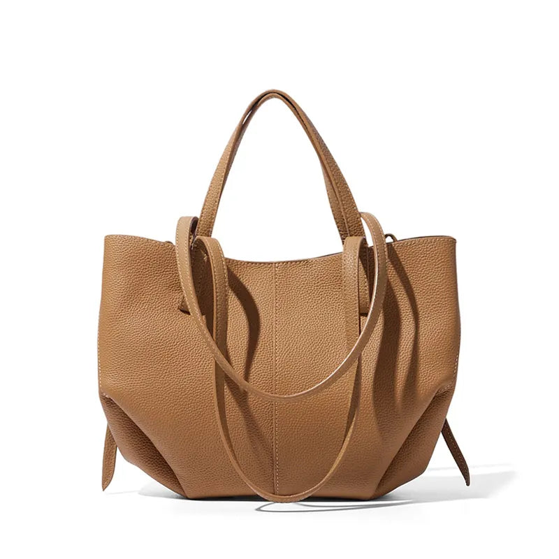 Polene Cyme Style Leather Croissant Bag Lake Blue - Side Profile