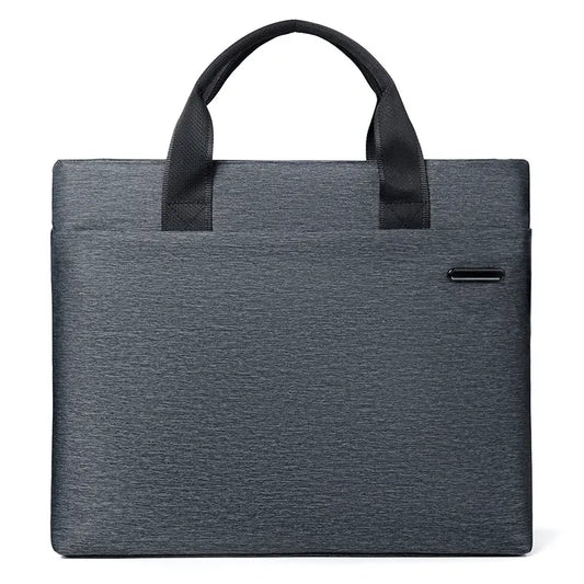 Dark gray felt briefcase front view - minimalist design