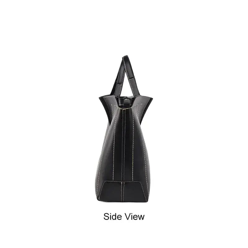 Luxury PU tote bag multiple angle display large capacity-side
