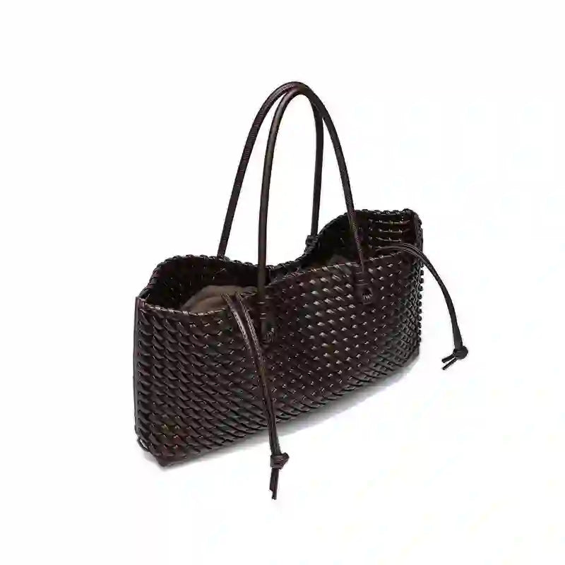 Woven tote bag beige color variant front view