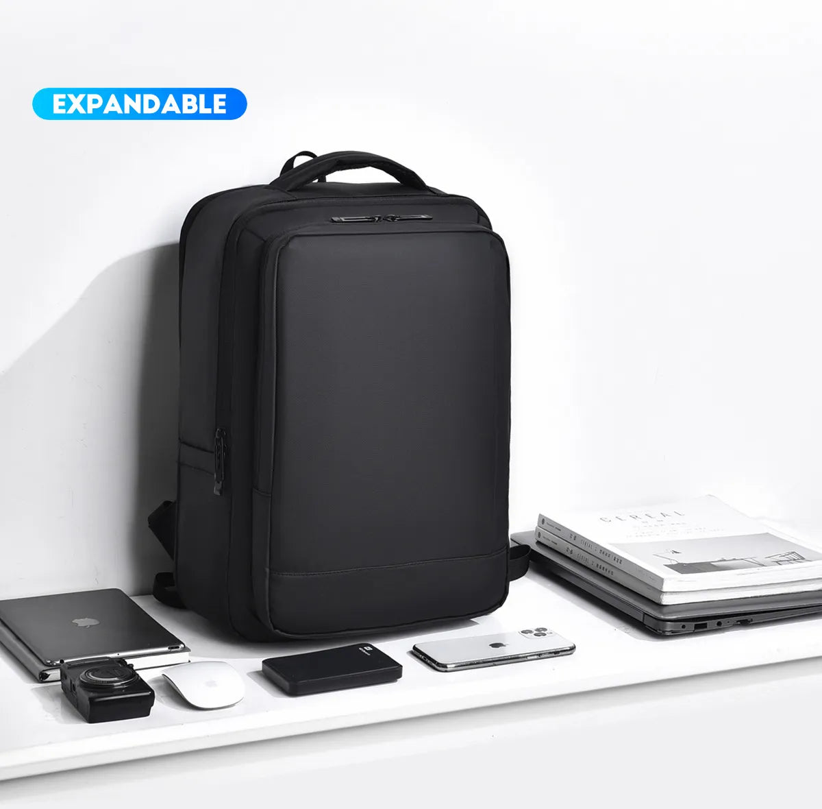 Range Bags Business Backpack Side Profile - 13cm Depth Expandable Design for Extra Storage