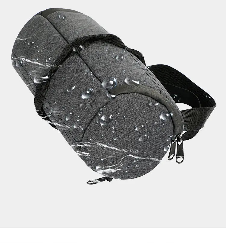 Water droplets on bag surface showing water-resistant fabric