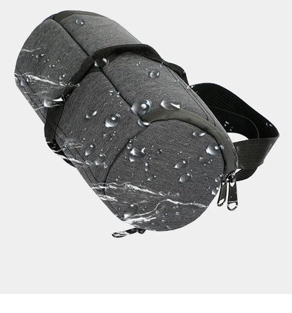 Water droplets on bag surface showing water-resistant fabric