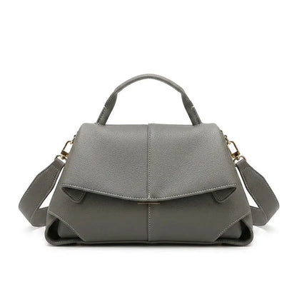 PU leather top handle handbag smoky green front view structured handbag