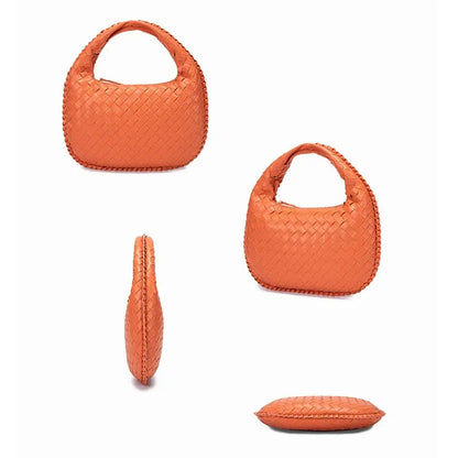 Woven PU Tote Handbag multi angle display woven texture