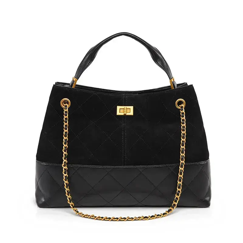 Vintage Suede Large Capacity Shoulder Handbag in matte finish front view - E Style.