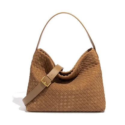 Woven Hobo Shoulder Tote Bag - Back View - Clean Design