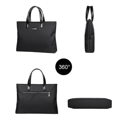 Size diagram 37x28x6cm with detail shots of handles and zipper