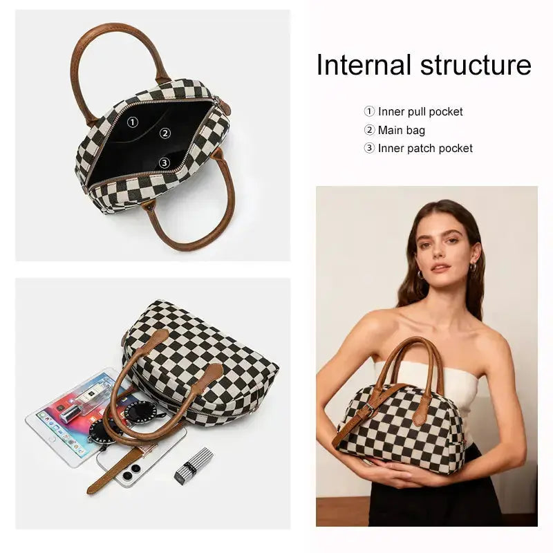 Plaid Hobo Bag Three-Quarter View - Vintage Style Shoulder Bag Design