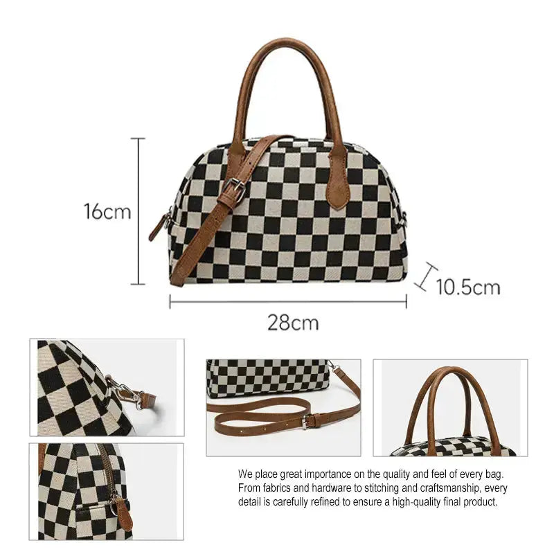 Plaid Hobo Bag Top Angle - Open Top Hobo Bag Structure