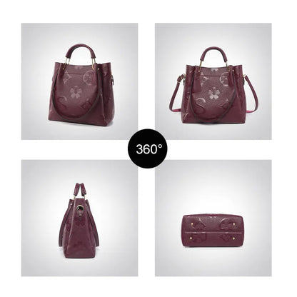 Floral embossed tote bag size and detail 31x15x30cm handle and strap