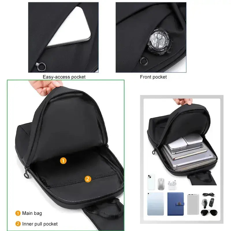 Range Bags PVC Sling Bag Interior - Spacious Waterproof Main Compartment