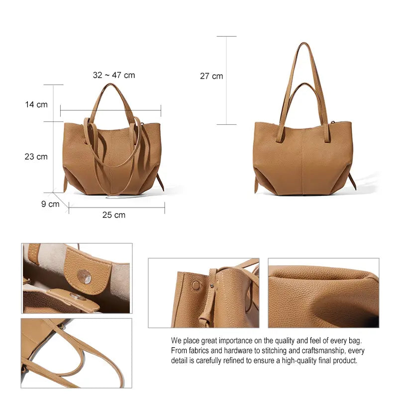Polene Cyme Inspired Leather Croissant Shoulder Bag - Set with Pouch