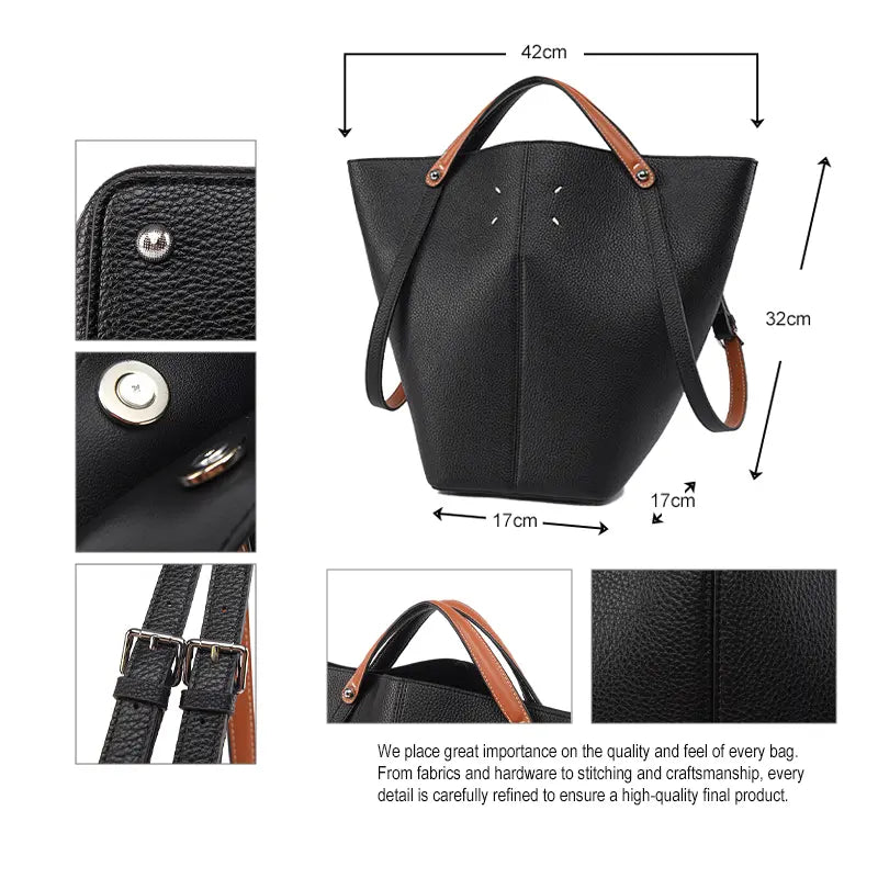 Vintage Large Capacity Commuter Bucket Bag  view 4