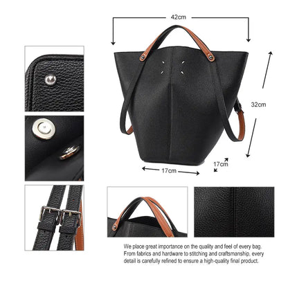 Vintage Large Capacity Commuter Bucket Bag  view 4
