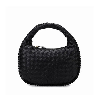 Woven PU Tote Handbag woven design daily PU material-black