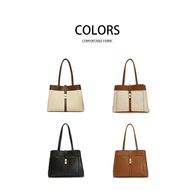 Canvas tote bag with PU leather trim four color options