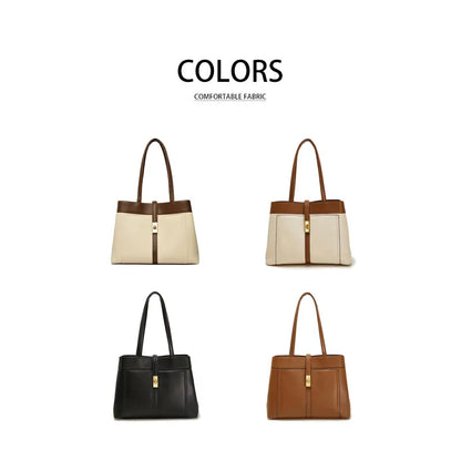 Canvas tote bag with PU leather trim four color options