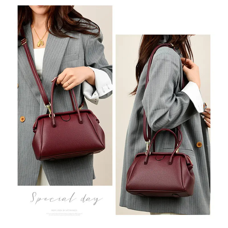 PU leather doctor bag internal structure main bag pull pocket and patch pocket