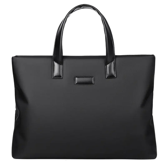 Black briefcase front view - minimalist professional design