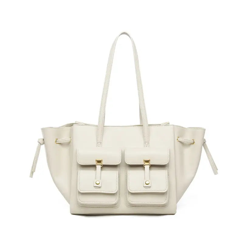 PU Leather Tote Bag for Women Ivory view 3