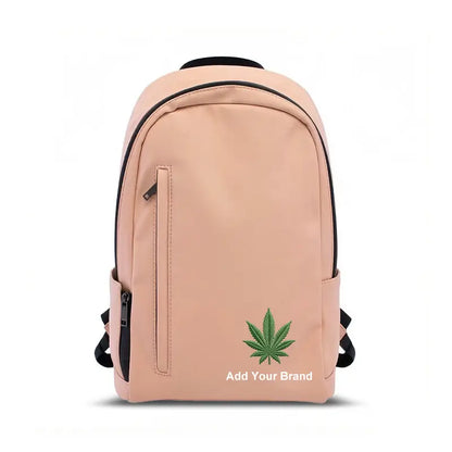 smell proof backpack nylon pink front view custom brand