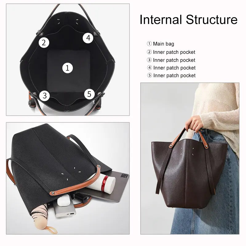 Vintage Large Capacity Commuter Bucket Bag  view 6