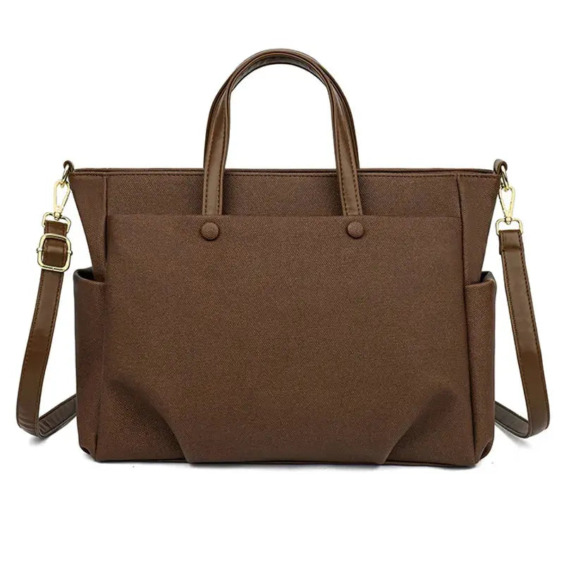 Women's Business Tote Bag Black Front View - Waterproof Oxford Laptop Bag