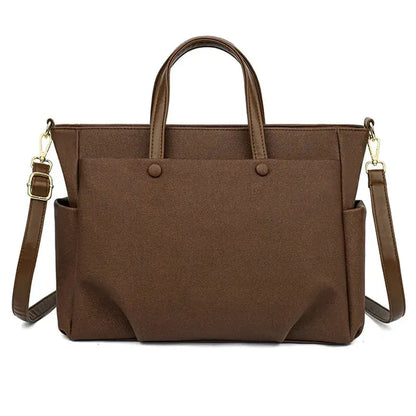 Women's Business Tote Bag Black Front View - Waterproof Oxford Laptop Bag