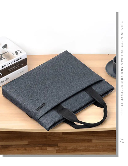 Dark gray briefcase with laptop