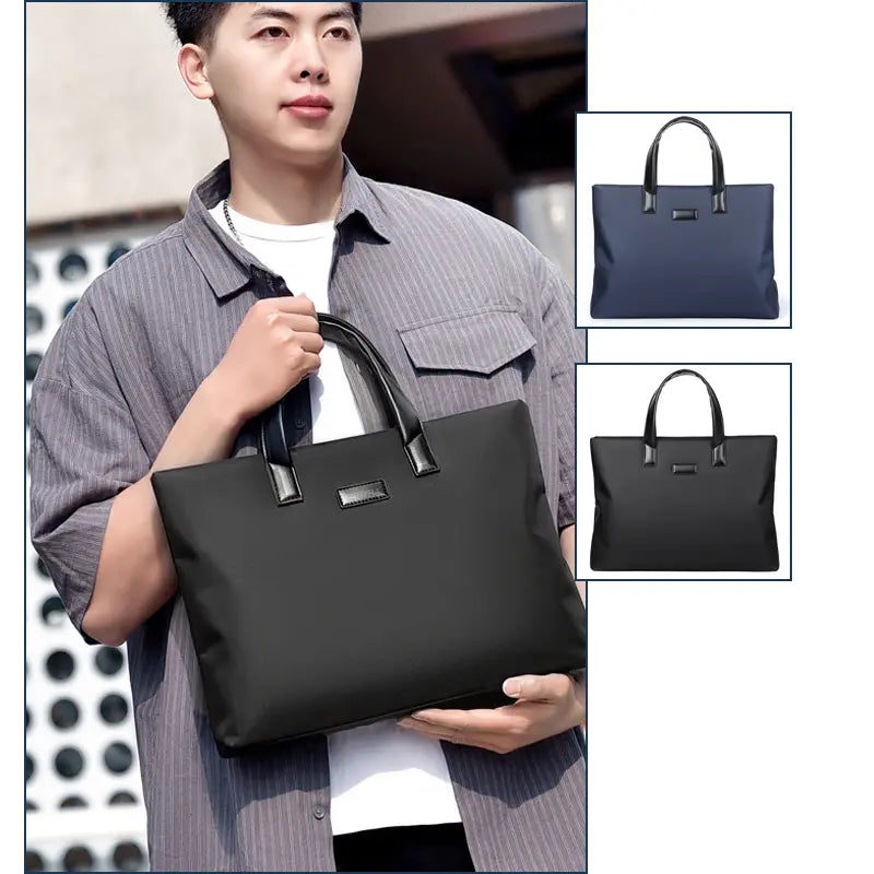 360 degree view of black briefcase showing all angles