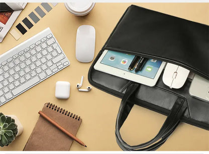 Interior view showing laptop compartment with tablet mouse phone pens organized in pockets