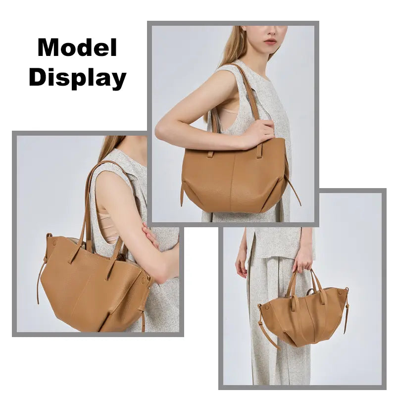 Biscuit color Polene Cyme inspired bag different angle view