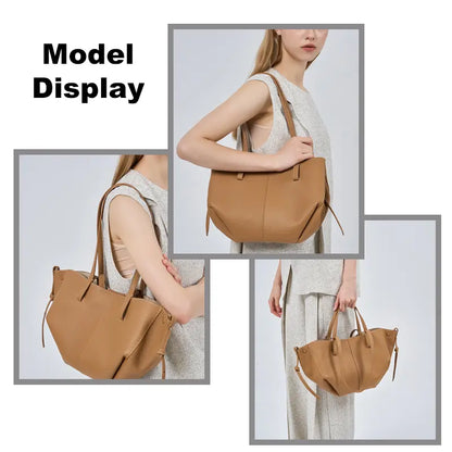 Biscuit color Polene Cyme inspired bag different angle view