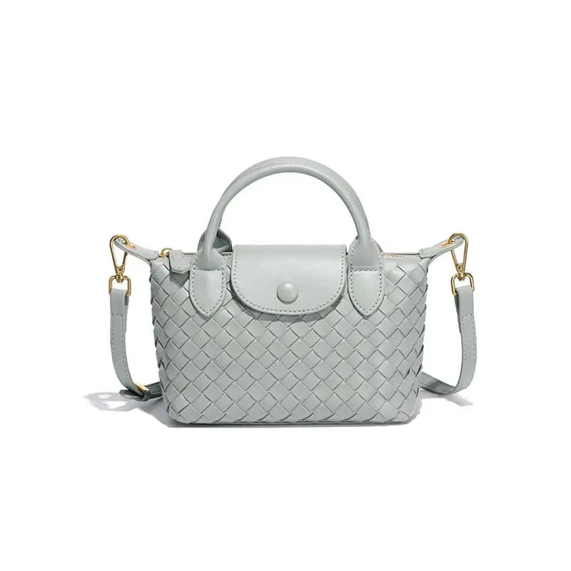 Fashionable woven PU handbag designed for women daily wear-agate gray