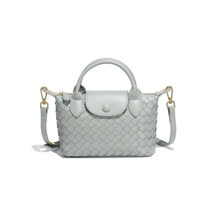 Fashionable woven PU handbag designed for women daily wear-agate gray